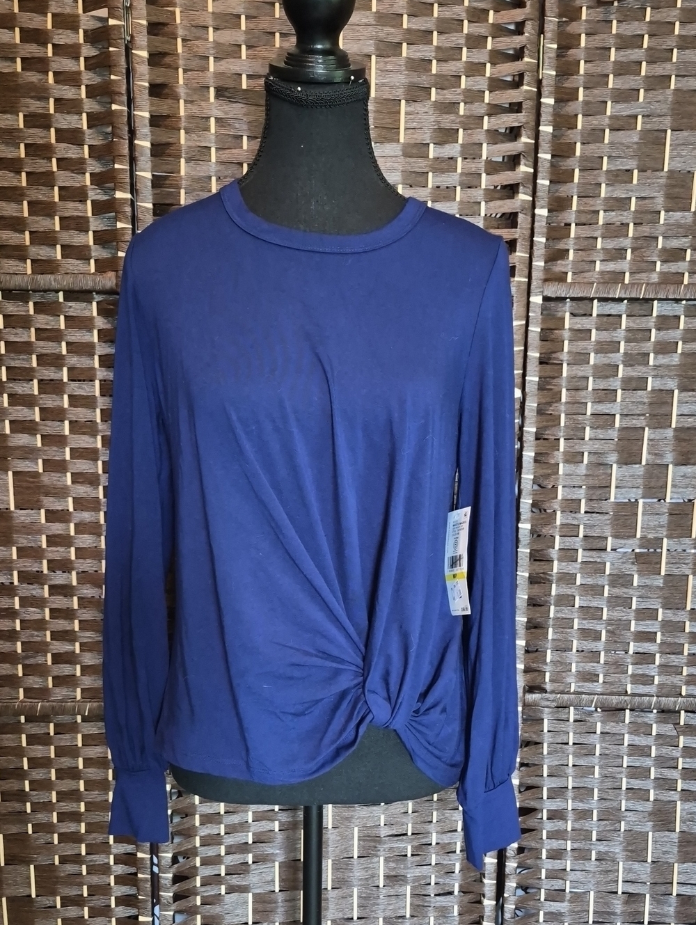 Karen Kane Navy Long-Sleeve Twist Front Tee